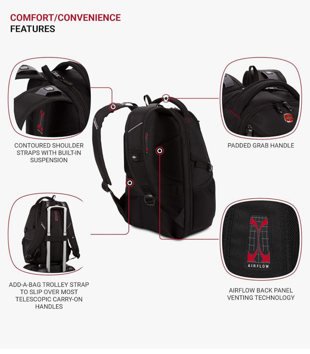 SwissGear 1900 Scansmart Mini/Slim Version, Fits Most 13 Inch Laptops and Tablets, TSA Friendly Backpack, Black