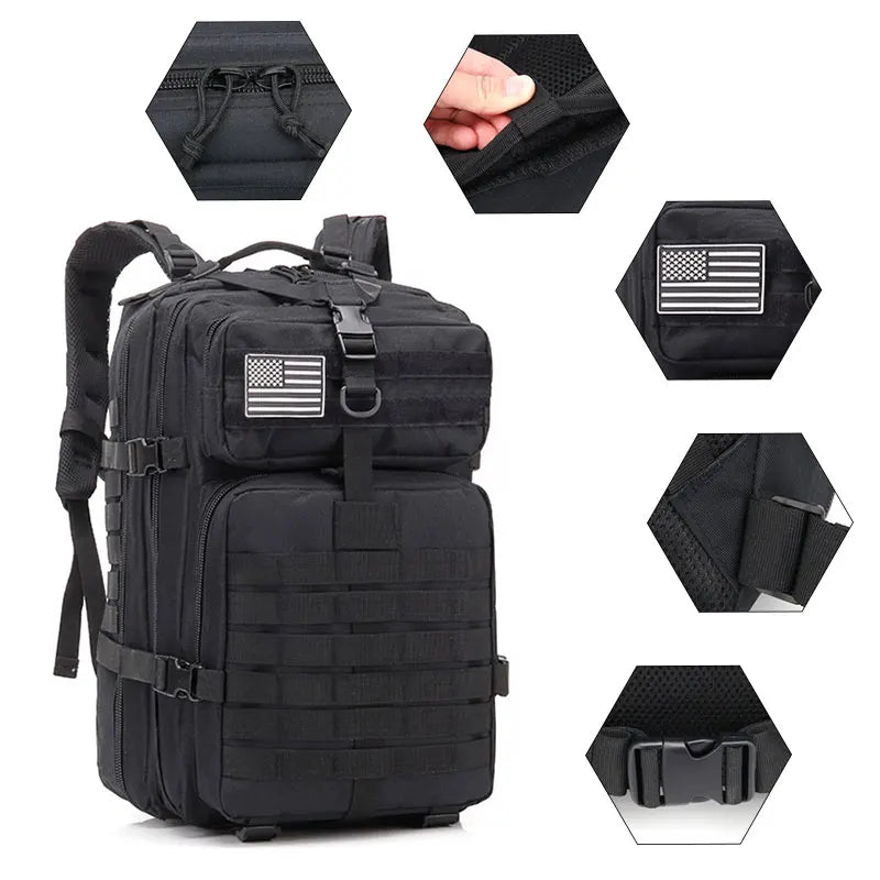 A 60L Army Military Tactical Backpack Men's Travel Large Capacity Rucksacks Men Waterproof Outdoor Sports Multi-functional Bags