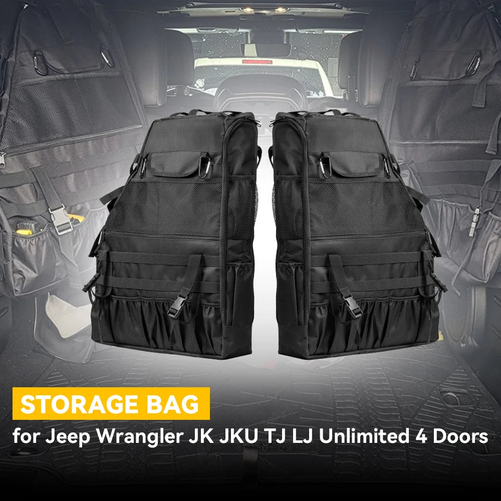 Cargo Saddle Bag For Wrangler JK JKU JL 4-Door Roll Bar Storage Bag Cage Multi-Pockets Organizers For Tool Storage Bags